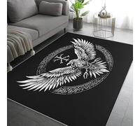 Viking Crow Rugs Living Room 50x80, Raven Celtic Norse Mythology Carpet for Bedroom, Non Slip Small Rug - Low Pile Flannel Floor Mat, Machine Washable Area Rugs H-6