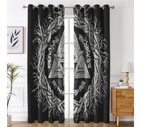 Viking Curtains for Bedroom, Norse Mythology Celtic Knot Blackout Curtains for Living Room, 84 Drop Eyelet Window Treatments Home Decor 52 X 84 Inch (W X L), 2 Panels X&-20