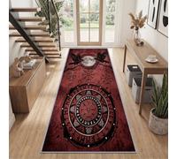 Viking Dark Gothic Runenr Rug for Hallway Non-Slip Washable Raven Runes Runes Long Carpet Runner 90 x 180 cm Low Pile for Entryway Entrance Hall Laundry Corridor Bedroom Decor