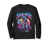 Viking Dinosaur Warrior Pachycephalosaurus Rider Synthwave Long Sleeve T-Shirt