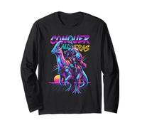 Viking Dinosaur Warrior Parasaurolophus Rider Synthwave Long Sleeve T-Shirt