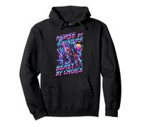 Viking Dinosaur Warrior Parasaurolophus Rider Synthwave Pullover Hoodie
