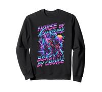 Viking Dinosaur Warrior Parasaurolophus Rider Synthwave Sweatshirt