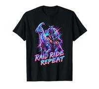 Viking Dinosaur Warrior Parasaurolophus Rider Synthwave T-Shirt