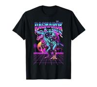Viking Dinosaur Warrior Spinosaurus Rider Synthwave Retro T-Shirt