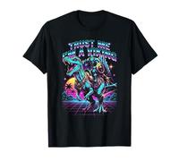 Viking Dinosaur Warrior Spinosaurus Rider Synthwave Retro T-Shirt