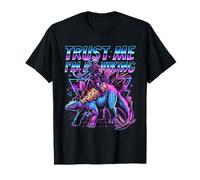 Viking Dinosaur Warrior Stegosaurus Rider Synthwave Retro T-Shirt
