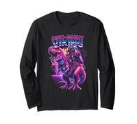 Viking Dinosaur Warrior T-Rex Tyrannosaurus Rider Synthwave Long Sleeve T-Shirt