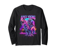 Viking Dinosaur Warrior T-Rex Tyrannosaurus Rider Synthwave Long Sleeve T-Shirt