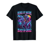 Viking Dinosaur Warrior T-Rex Tyrannosaurus Rider Synthwave T-Shirt