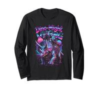 Viking Dinosaur Warrior Triceratops Rider Synthwave Retro Long Sleeve T-Shirt