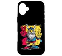Viking Double Peace Graffiti Pop Character Graphic Art Sign Case for iPhone 16 Plus