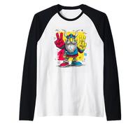 Viking Double Peace Graffiti Pop Character Graphic Art Sign Raglan Baseball Tee