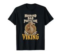 Viking Dragon Head Longship Father Round Shield Dad T-Shirt