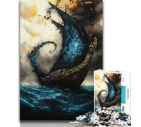 Viking Drakkar Boat 1000 Piece Jigsaw Puzzle for Adults Teens,Stress Reliever Difficult Challenge Deal As Gifts for The Whole Family (38x26cm)