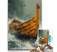 Viking Drakkar Boat Adult Jigsaws 1000 Pieces Difficult,Family Game Stress Reliever Difficult Challenge Great Gifts And Toys 38x26cm