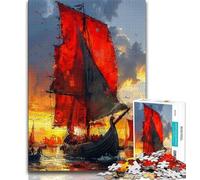 Viking Drakkar Boat Jigsaw Puzzles for Adults Teenagers Jigsaws Puzzle,Help The Brain Exercise Addictive Toys to Cultivate Patience A Work of Art (38x26cm)
