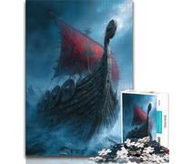 Viking Drakkar Boat Jigsaw Puzzles for Teenagers 1000 Jigsaws,Challenging Game And Family Play Wall Decoration Unique Birthday And Xmas Gifts (38x26cm)