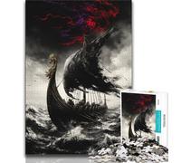 Viking Drakkar Boat Puzzles for Adults Teens 1000 Pieces,Challenging To Complete But Fun And Humorous with Matching Poster And Trivia Sheet (75x50cm)