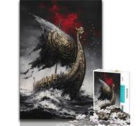 Viking Drakkar Boat Puzzles for Adults Teens 1000 Pieces,Help The Brain Exercise Addictive Toys to Cultivate Patience A Work of Art 38x26cm