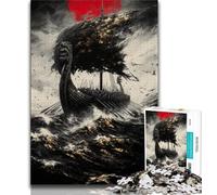 Viking Drakkar Boat Puzzles for Adults Teens 1000pc Puzzle,Help The Brain Exercise Addictive Toys to Cultivate Patience A Work of Art (38x26cm)
