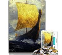 Viking Drakkar Boat Puzzles for Teenagers Teens 1000pc Puzzle,Decompressing Intellectual Educational Toy Secret Santa Gifts 38x26cm