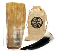 Viking Drinking Horn Mug with Burlap Bag | Authentic Norse Mead Tankard, Handcrafted Horn Cup for Ale, Beer & Wine | Medieval Style Drinking Vessel Gift Set for Men & History Lovers