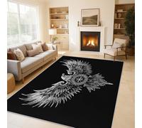 Viking Eagle Area Rugs for Living Room, Norse Mythology Runes Rugs for Bedroom 60x90cm, Machine Washable Carpet, Non Slip Soft Low Pile Patterned Indoor Rug QAZ16