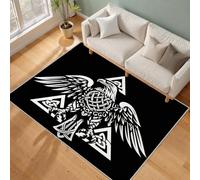 Viking Eagle Door Mat 45x75, Black White Celtic Washable Rug Indoor, Norse Mythology Print Doormat Soft Small Area Rugs Low Pile Non Slip Carpet for Entryway Kitchen Bathroom Bedroom, zX157-Q