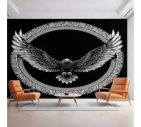Viking Eagle Wallpaper, Norse Mythology Viking Runes Wall Mural for Living Room, Non-Woven Wall Paper for Bedroom 390X260cm, Photo Wallpaper Home Decor EL&D53