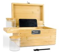 Viking Factory Bamboo Lockable Storage Box - Secure & Discreet Organiser for Valuables and Personal Items