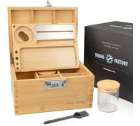 Viking Factory Large Lockable Storage Box with Combination Lock, Secure Organizer for Jewelry, Medicine & Tools, Removable Tray, Glass Jars & Storage Accessories