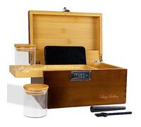 Viking Factory Premium Bamboo Storage Box with Removable Dividers, Decorative Wooden Organizer for Jewelry, Tea, Spices, or Valuables - Includes Accessory Trays