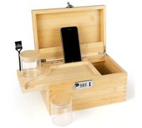 Viking Factory Premium Bamboo Storage Box with Removable Dividers, Decorative Wooden Organizer for Jewelry, Tea, Spices, or Valuables - Includes Accessory Trays