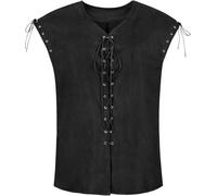 Viking Fancy Dress Costume Men Medieval Vest Pirate Retro Renaissance Lace-up Gothic Victorian Halloween Cosplay Waistcoat Black M