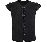 Viking Fancy Dress Costume Men Medieval Vest Pirate Retro Renaissance Lace-up Gothic Victorian Halloween Cosplay Waistcoat Black L