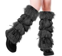 Viking Faux Fur Leg Warmers Wrist Cuff Set,Furry Leg Sleeves Boot Cover | Women Thermal Leg Covers Fashion Boot Cuff for Halloween Festival Cosplay Costume
