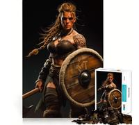Viking Female Warrior 1000 Piece Jigsaw Puzzles for Teenagers Recall Fun Play Tight Interlock No Gaps Family Fun Night Activity (50x75cm)