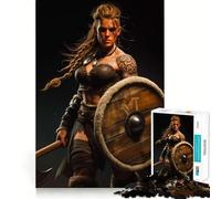 Viking Female Warrior 1000 Piece Jigsaw Puzzles Mind Challenge Toy High Precision Die Cut Amusing Challenge for Waiting Time (38x52cm)