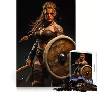 Viking Female Warrior Jigsaw Puzzle for Teenagers 1000 Pieces Intellectual Fun Mind Calming Fun Fine Cut Winter Gift (38x52cm)