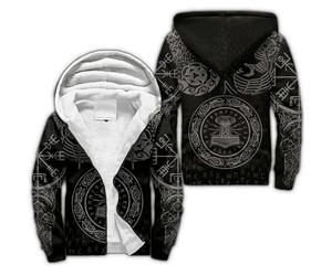 Viking Fenrir Odin Raven Tattoo Men's Pullover Winter Workout Fleece Hoodie Jackets 3D Print Norse Runes Zip Warm Thick Coat