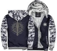 Viking Fleece Hoodies Thick Zip Up Sweatshirt Winter Hoodies For Men Novelty Fleece Lined Hoodies Workout Hoodies(White,M)