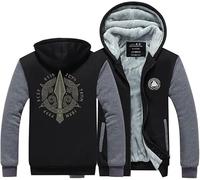 Viking Fleece Hoodies Thick Zip Up Sweatshirt Winter Hoodies For Men Novelty Fleece Lined Hoodies Workout Hoodies(Black,XXL)