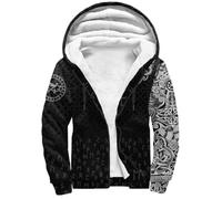 Viking Fleece Lined Hoodies Warm Zip Up Sweatshirt Outdoor Winter Hoodies For Men Novelty Hoodies Workout Hoodies(White,L)