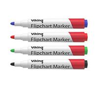 Viking Flipchart Marker Bullet 1 - 3 mm Assorted Pack of 4