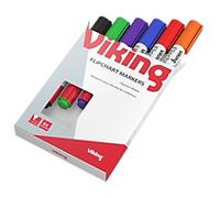 Viking Flipchart Marker Medium Bullet 1 - 3 mm Assorted Non Refillable Pack of 6