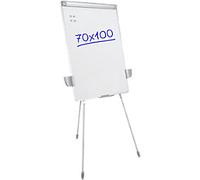 Viking Freestanding Flipchart Magnetic Easel on Tripod with Adjustable Height Executive 70 x 100cm Silver & White