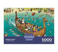 Viking Funeral Ship Wooden Jigsaw Puzzle Waterproof 1000 Piece Puzzles for Adults Challenging And Brainteasing Home Decoration