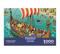 Viking Funeral Ship Wooden Jigsaw Puzzle Waterproof 1000 Piece Puzzles for Adults Colourful Home Decoration