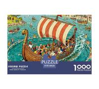 Viking Funeral Ship Wooden Jigsaw Puzzle Waterproof 1000 Piece Puzzles for Adults Colourful Home Decoration